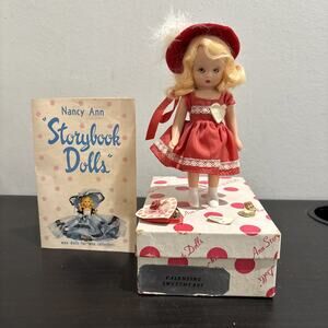 Vintage Nancy Ann Storybook Dolls Valentine Sweetheart W/Box & Info Blonde Hair